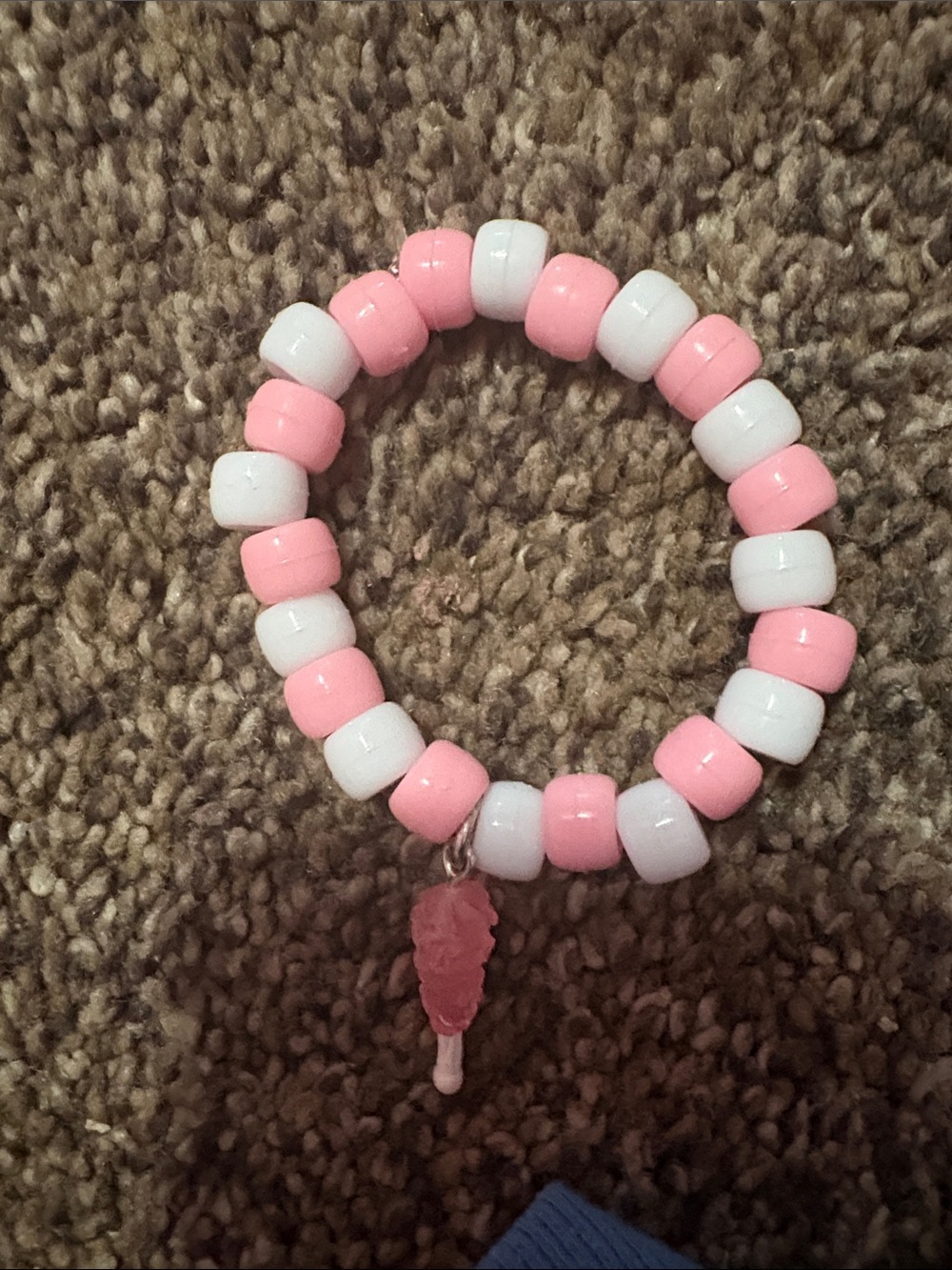 Pink & White Beaded Kids Bracelet with Ice Cream Charm